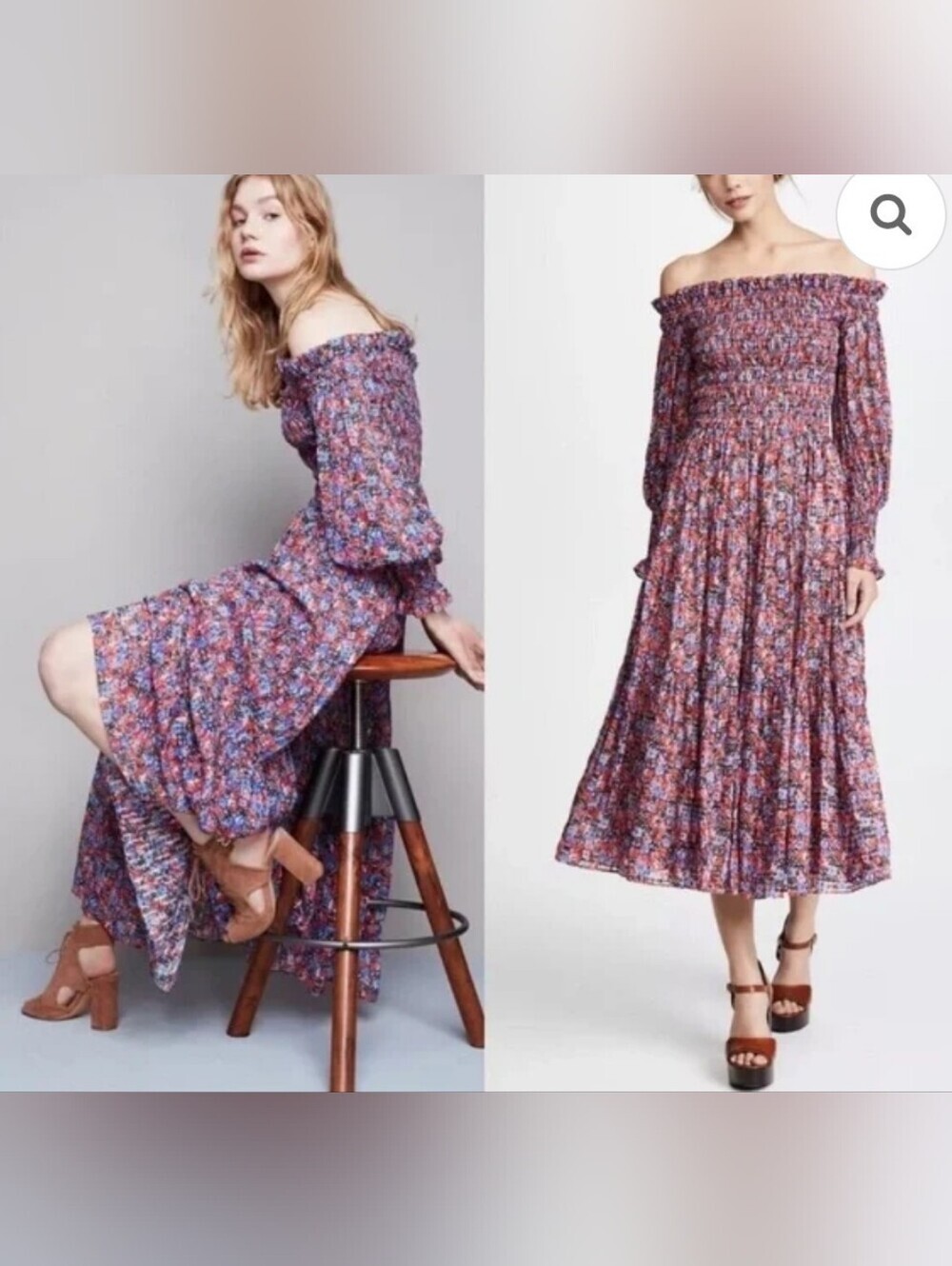 Rebecca Taylor Off-Shoulder Cosmic Floral Dress Size 4 - Picture 12 of 14
